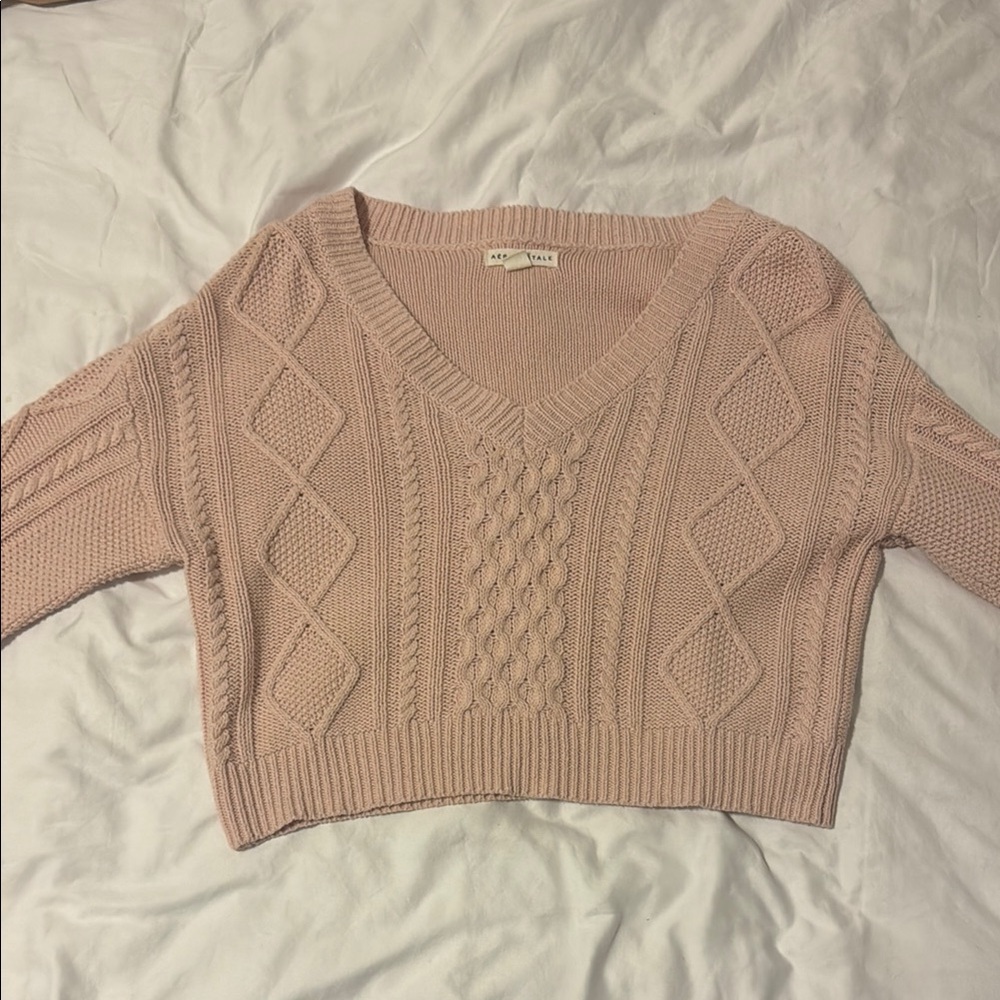 Pink Cable Knit Sweater